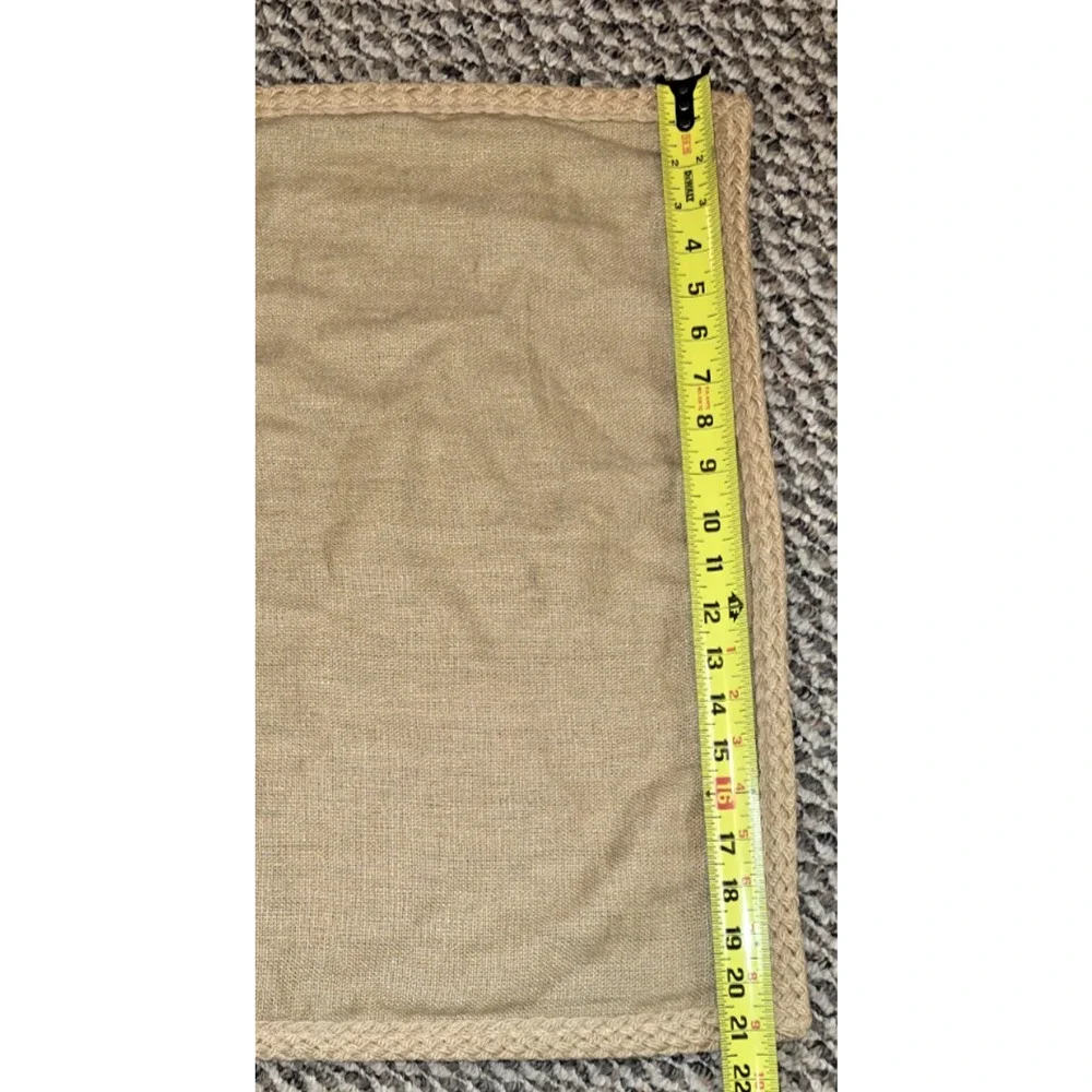 Pottery Barn Yellow Linen Pillow Cover 20x20 Braided Jute Trim Square Sham